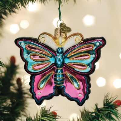 Old World Christmas Hanging Glass Tree Ornament, Fanciful Butterfly Image 1