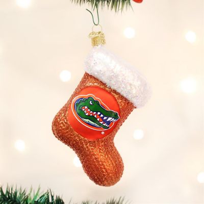 Old World Christmas Hanging Glass Tree Ornament, Florida Gators Stocking Image 1