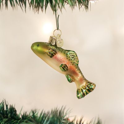 Old World Christmas Hanging Glass Tree Ornament, Mini Rainbow Trout Image 1