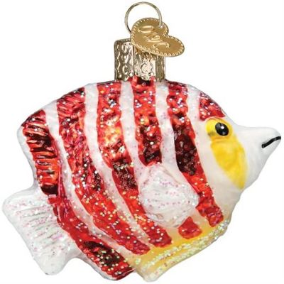 Old World Christmas Hanging Glass Tree Ornament, Peppermint Angelfish Image 2