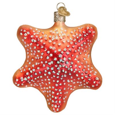 Old World Christmas Hanging Glass Tree Ornament, Red Starfish Image 1