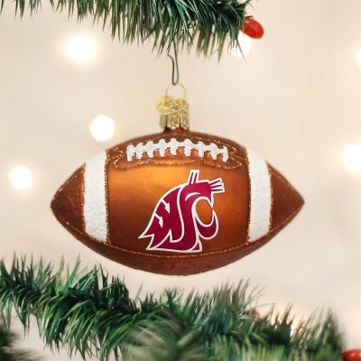 Old World Christmas Hanging Glass Tree Ornament, Washington State University Football Image 1