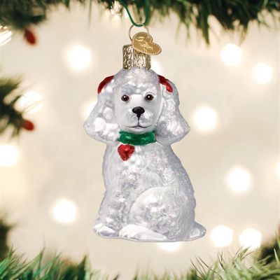 Old World Christmas Hanging Glass Tree Ornament, White Poodle Image 1