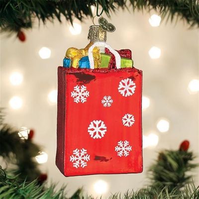 Old World Christmas Holiday Shopping Bag Tree Ornament Image 3