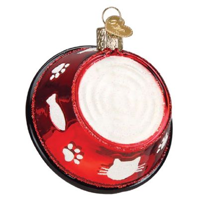 Old World Christmas Kitty Bowl Glass Ornament FREE BOX 3 inch Multicolor 32578 Image 1