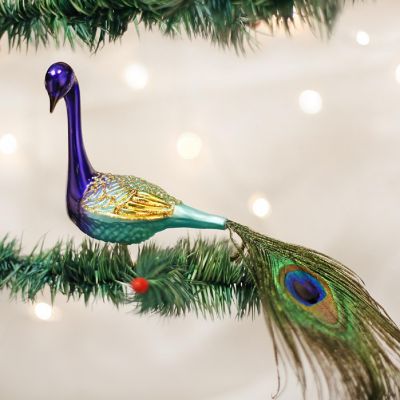 Old World Christmas Magnificent Peacock Clip-On Glass Ornament 18002 Image 2