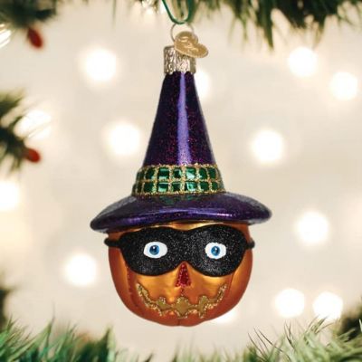 Old World Christmas Masked Witch Jack O feetLantern Glass Blown Ornament Image 2