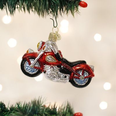 Old World Christmas Motorcycle Glass Blown Hanging Ornament Image 1