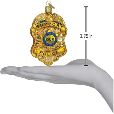 Old World Christmas Officer Gifts Glass Blown Ornaments for Christmas Tree Police Badge Image 3