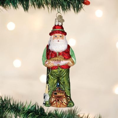 Old World Christmas Ornaments Fisherman Collection Glass Blown Ornaments for Christmas Tree- Fly Fishing Image 1