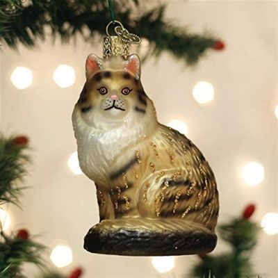 Old World Christmas Ornaments Maine Coon Cat Glass Blown Ornament #12583 Image 1