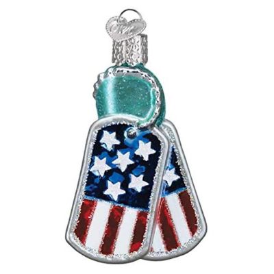 Old World Christmas Ornaments Military Tags Glass Blown Ornaments for Christmas Tree Image 1