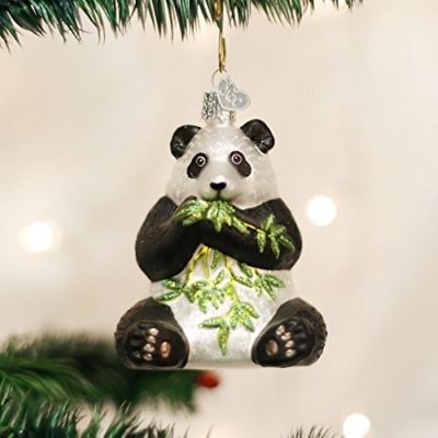 Old World Christmas Ornaments: Panda Glass Blown Ornaments for Christmas Tree Image 3