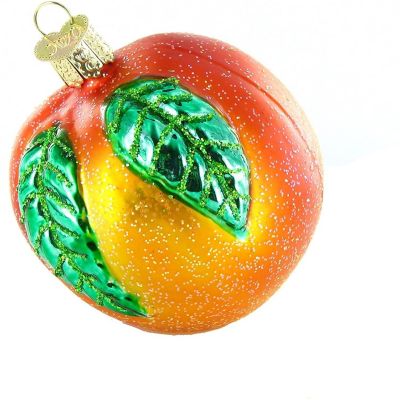 Old World Christmas Peach Glass Blown Hanging Christmas Ornament Image 3