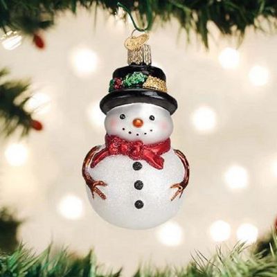 Old World Christmas Red Bow Holly Hat Snowman Ornament 3.5 Inch FREE BOX 24212 Image 1
