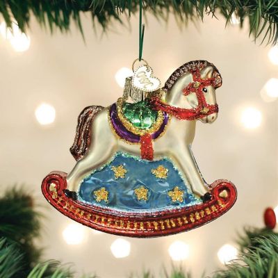 Old World Christmas Rocking Horse Glass Tree Ornament 44133 FREE BOX New Image 1