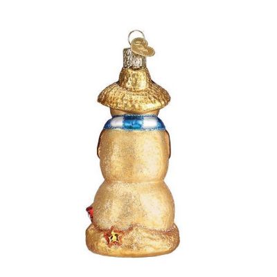 Old World Christmas Sand Snowman Glass Ornament FREE BOX 24188 New Image 1