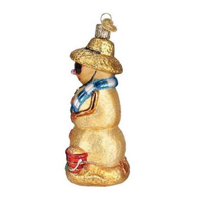 Old World Christmas Sand Snowman Glass Ornament FREE BOX 24188 New Image 2