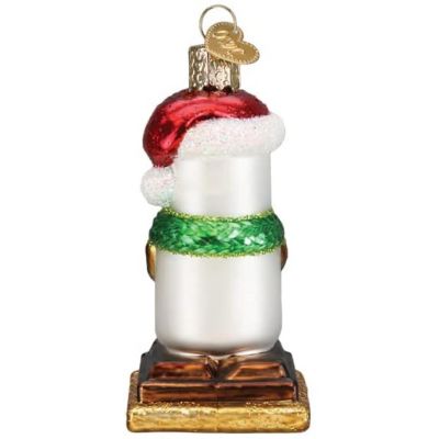 Old World Christmas SMores Snowman Glass Blown Ornament, Christmas Tree Image 1