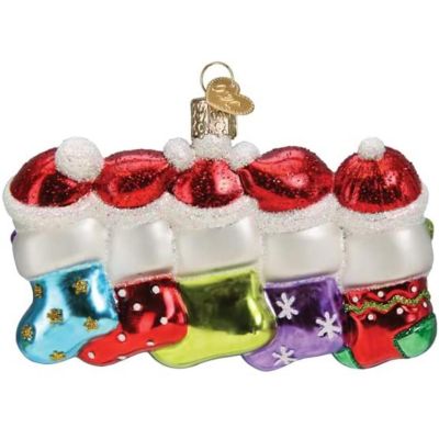 Old World Christmas Snow Family of 5 Glass Blown Ornament, Christmas Tree Image 1