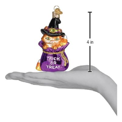 Old World Christmas Trick or Treat Kitty Glass Ornament FREE BOX 4 inch Image 3