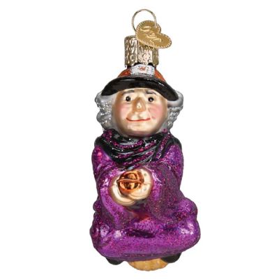 Old World Christmas Witch on Broomstick Glass Ornament FREE BOX 4.25 inch Image 2