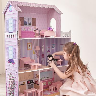 Olivia's Little World- 12" Pink Dreamland Tiffany Dollhouse with Matching Pink Accessories Image 1