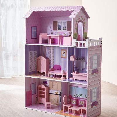 Olivia's Little World- 12" Pink Dreamland Tiffany Dollhouse with Matching Pink Accessories Image 2