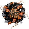 Orange and Black Haunted House Halloween Wreath  24-Inch  Unlit Image 1