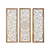 Ornate Metal Panel Wall Art (Set Of 3) 12.5"L X 37"H (Each Panel) Iron/Wood Image 1
