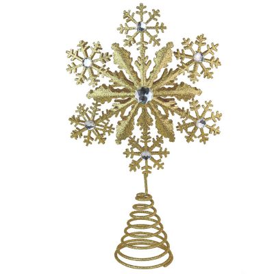 Ornativity Glitter Snowflake Tree Topper - Gold Sparkling Gem Christmas Tree Decoration (Gold Glitter) Image 1