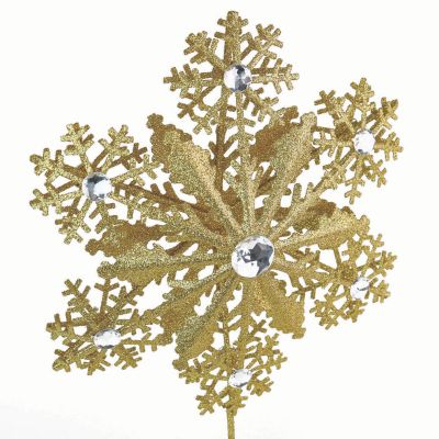 Ornativity Glitter Snowflake Tree Topper - Gold Sparkling Gem Christmas Tree Decoration (Gold Glitter) Image 1