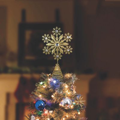 Ornativity Glitter Snowflake Tree Topper - Gold Sparkling Gem Christmas Tree Decoration (Gold Glitter) Image 2
