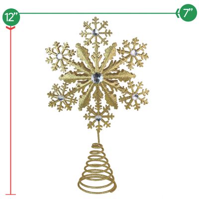 Ornativity Glitter Snowflake Tree Topper - Gold Sparkling Gem Christmas Tree Decoration (Gold Glitter) Image 3