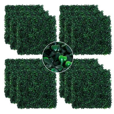 Outsunny 12 Piece 19" x 19" Milan Artificial Grass Water Drainage and Soft Feel Dark Green Image 1