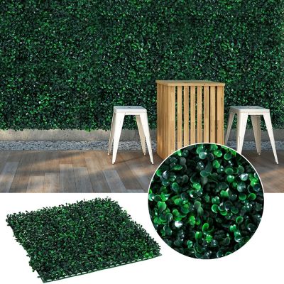 Outsunny 12 Piece 19" x 19" Milan Artificial Grass Water Drainage and Soft Feel Dark Green Image 1