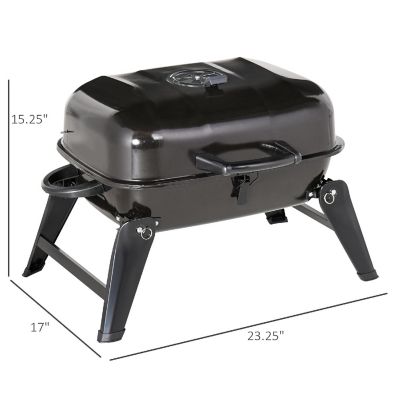 Outsunny 14'' Iron Tabletop Charcoal Grill Portable Anti Scalding Handle Design Folding Legs for Outdoor BBQ for Poolside Backyard Garden Image 3