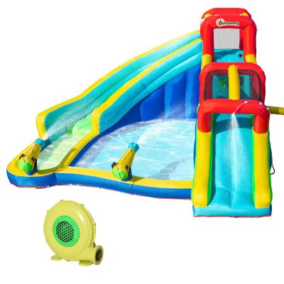 Outsunny 5 in 1 Kids Inflatable Bounce House Jumping Castle Includes Trampoline Slide Water Pool Water Gun Climbing Wall with Carry Bag and Repair Patches Image 1