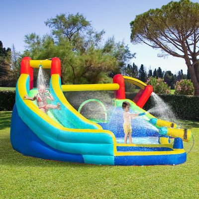 Outsunny 5 in 1 Kids Inflatable Bounce House Jumping Castle Includes Trampoline Slide Water Pool Water Gun Climbing Wall with Carry Bag and Repair Patches Image 2