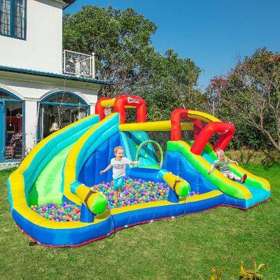 Outsunny 5 in 1 Kids Inflatable Bounce House Jumping Castle Includes Trampoline Slide Water Pool Water Gun Climbing Wall with Carry Bag and Repair Patches Image 3