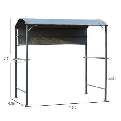 Outsunny 7FT Grill Gazebo BBQ Canopy Sun Shade Panel Side Awning 2 Exterior Serving Shelves 5 Hooks for Patio Lawn Backyard Image 3