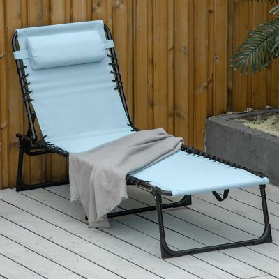 Outsunny Folding Chaise Lounge Chair Reclining Garden Sun Lounger 4 Position Adjustable Backrest for Patio Deck and Poolside Green Image 3