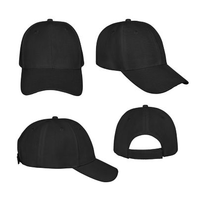 Pack of 15 Bulk Wholesale Plain Baseball Cap Hat Adjustable (Black) Image 3