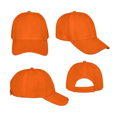 Pack of 15 Bulk Wholesale Plain Baseball Cap Hat Adjustable (Orange) Image 3