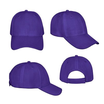 Pack of 15 Bulk Wholesale Plain Baseball Cap Hat Adjustable (Purple) Image 3