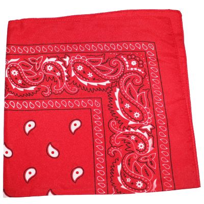 Pack of 3 X-Large Polyester Non Fading Paisley Bandanas 27 x 27 In - Party and Decoration (Red) Image 1