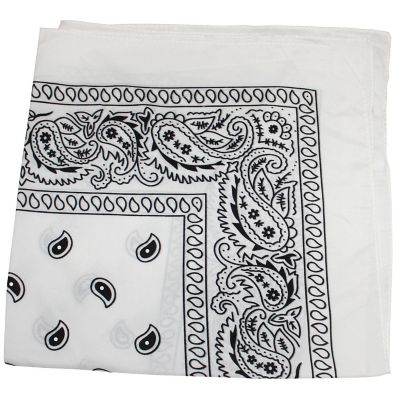 Pack of 4 X-Large Paisley Cotton Printed Bandana - 27 x 27 inches (White) Image 1