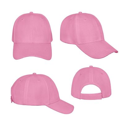 Pack of 5 Mechaly Plain Baseball Cap Hat Adjustable Back (Pink) Image 3