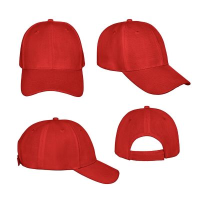 Pack of 5 Mechaly Plain Baseball Cap Hat Adjustable Back (Red) Image 3