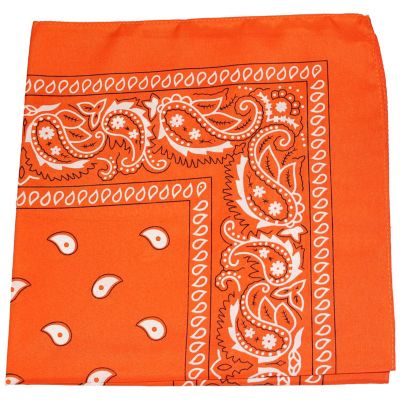 Pack of 5 X-Large Paisley Cotton Printed Bandana - 27 x 27 inches (Orange) Image 1